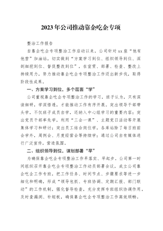 2023年公司推动靠企吃企专项整治工作报告