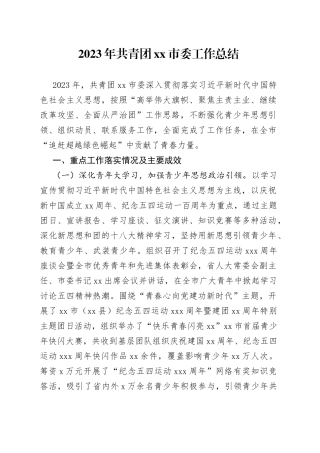 2023年共青团市委工作总结