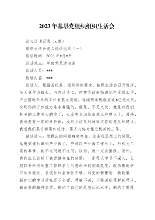 2023年基层党组织组织生活会
