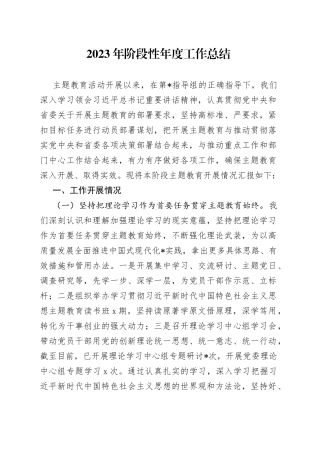 2023年阶段性年度工作总结