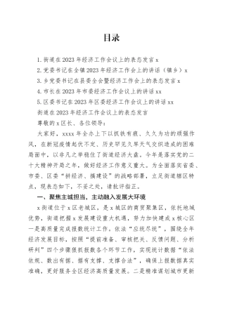 2023年经济工作会议表态发言、讲话合集