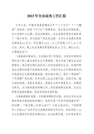 2023年全市商务工作汇报