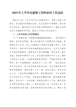 2023年上半年访惠聚工作队驻村工作总结