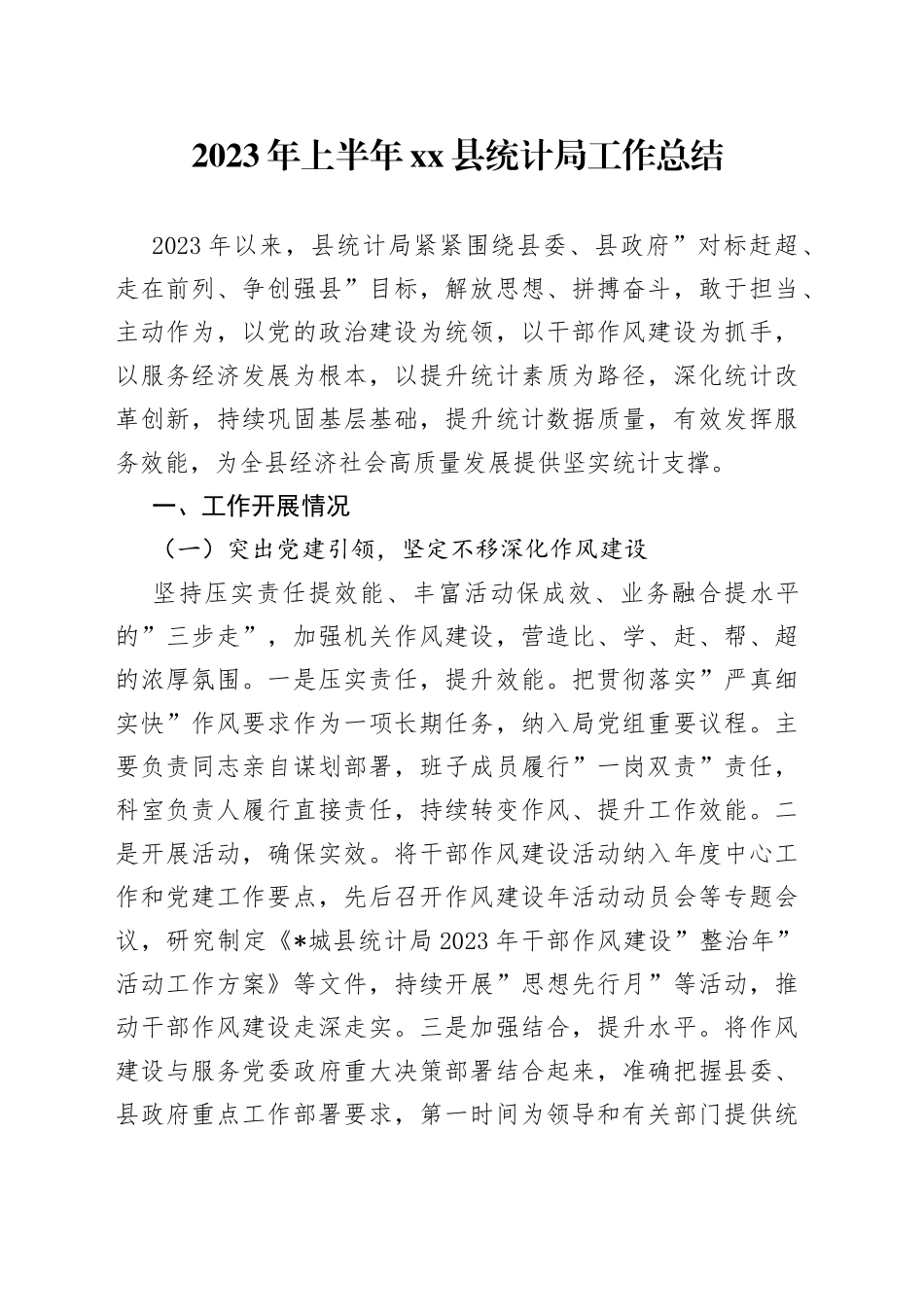 2023年上半年县统计局工作总结_第1页