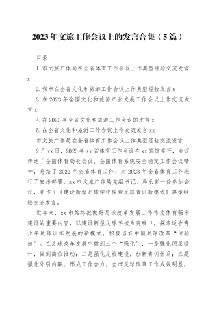 2023年文旅工作会议上的发言合集（5篇）