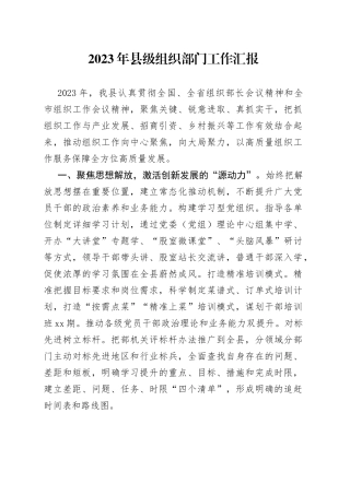 2023年县级组织部门工作汇报