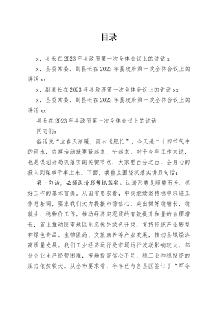 2023年县政府第一次全体会议上的讲话4篇