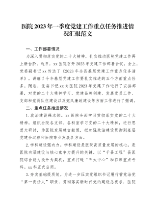 2023年一季度党建工作汇报总结报告