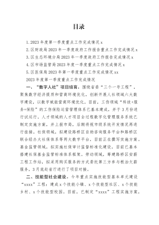 2023年一季度工作完成情况合集