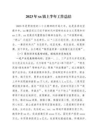 2023年镇上半年工作总结（20230531）