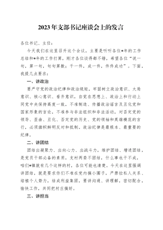2023年支部书记座谈会上的发言
