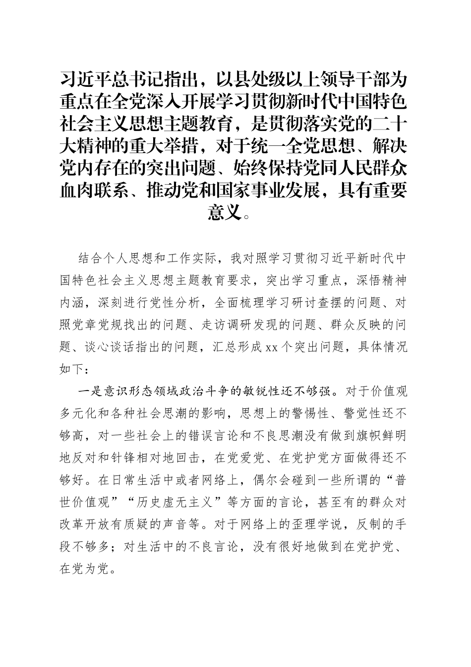 2023年主题教育查摆问题清单（10条）_第1页