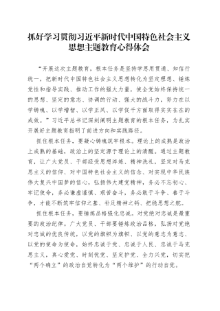 2023年抓好学习贯彻习近平新时代中国特色社会主义思想主题教育心得体会