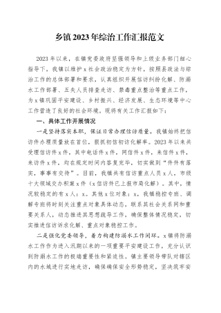 2023年综治工作汇报总结报告