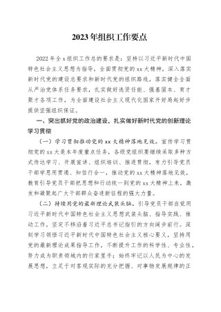 2023年组织工作要点
