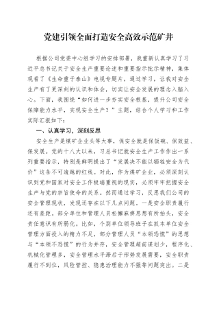 党建引领全面打造安全高效示范矿井