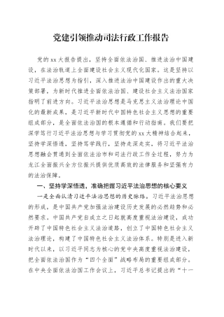 党建引领推动司法行政工作报告