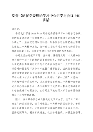 党委书记在2023年党委理论学习中心组学习会议上的讲话