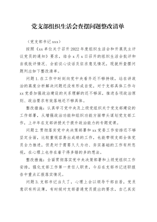 党支部组织生活会查摆问题整改清单(1)