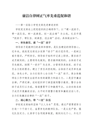 第一实验小学党支部先进事迹材料