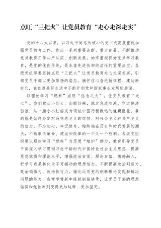 点旺“三把火”让党员教育“走心走深走实”