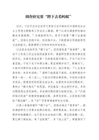 调查研究要“蹲下去看蚂蚁”