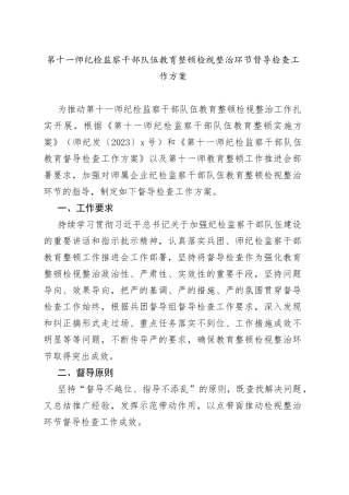 督导检查工作方案【检视整治阶段】