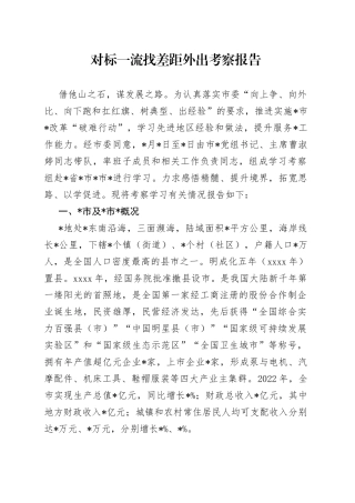 对标一流找差距外出考察报告