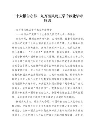 二十大报告心得：九万里风鹏正举  千秋业华章续谱