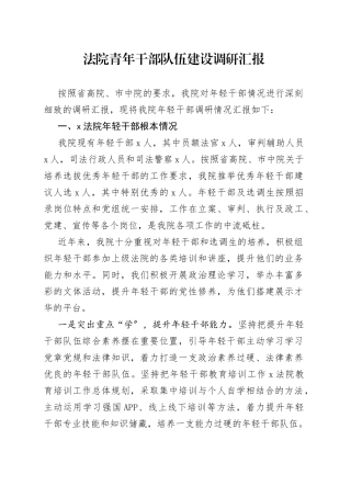法院青年干部队伍建设调研汇报