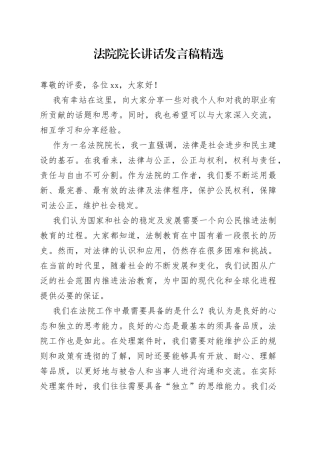 法院院长讲话发言稿精选