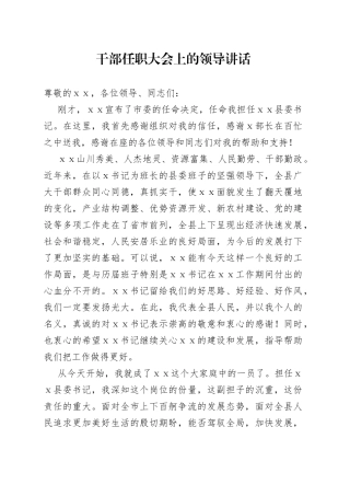 干部任职大会上的领导讲话