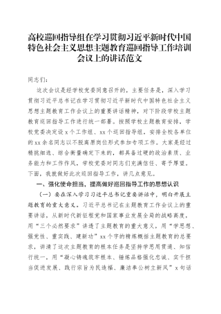 高校巡回指导组学习贯彻新时代特色思想主题教育巡回指导工作培训会议讲话大学学院