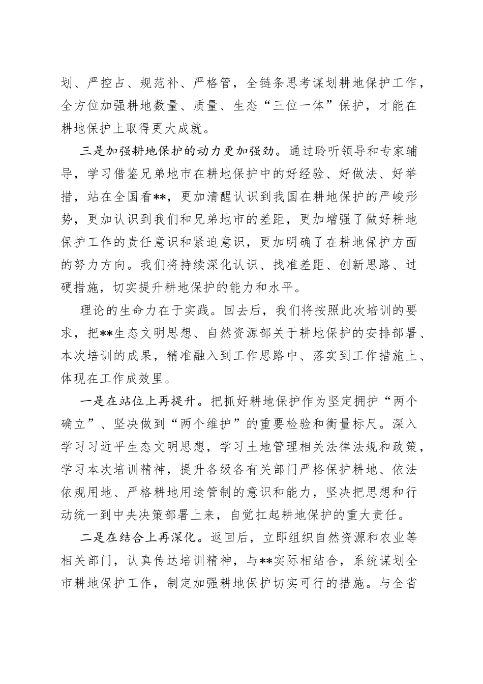耕地保护培训会市长培训表态_第2页