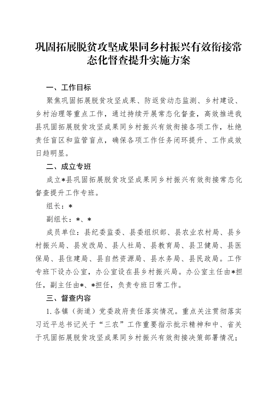 巩固拓展脱贫攻坚成果同乡村振兴有效衔接常态化督查提升实施方案_第1页