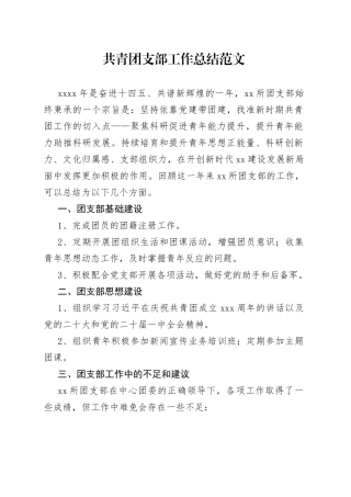共青团支部工作总结汇报报告