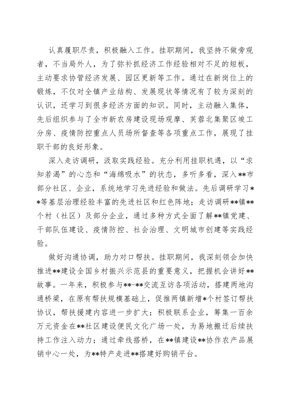 挂职干部上年度述职述责报告_第2页