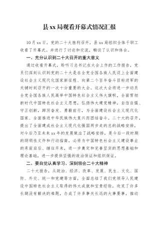 观看二十大开幕式情况汇报（2篇）