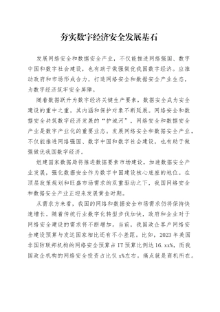 夯实数字经济安全发展基石