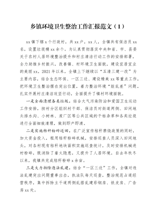 环境卫生整治工作总结汇报2篇