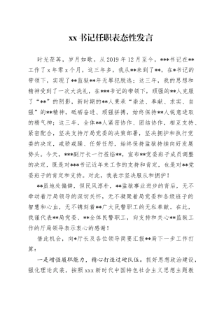 XX书记任职表态性发言