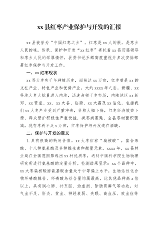 xx县红枣产业保护与开发的汇报