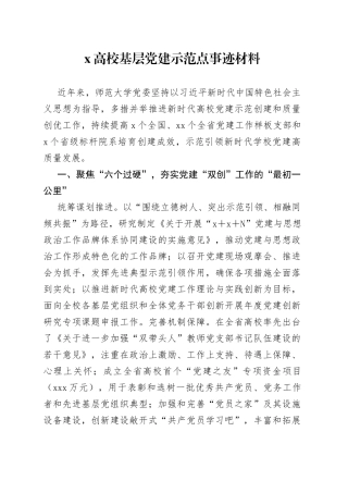 X高校基层党建示范点事迹材料
