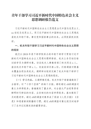 x新时代中国特色社会主义思想调研报告