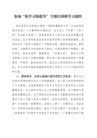 参加抓学习促提升专题培训班学习感悟
