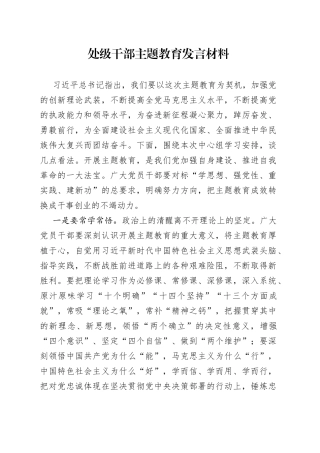 处级干部主题教育发言材料