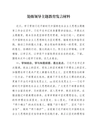 处级领导主题教育发言材料