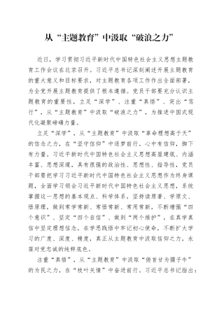 从“主题教育”中汲取“破浪之力”