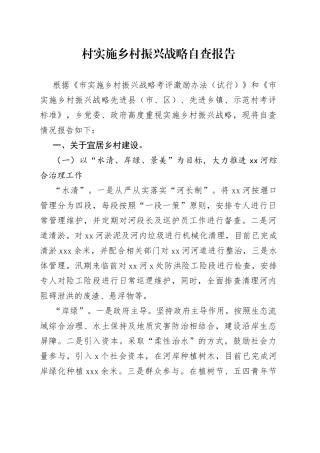 村实施乡村振兴战略自查报告