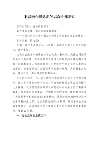 集团公司团委换届工作报告